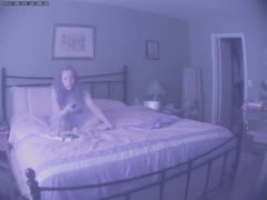 On concealed camera, the wife gets a brief orgasm while using a vibrator.